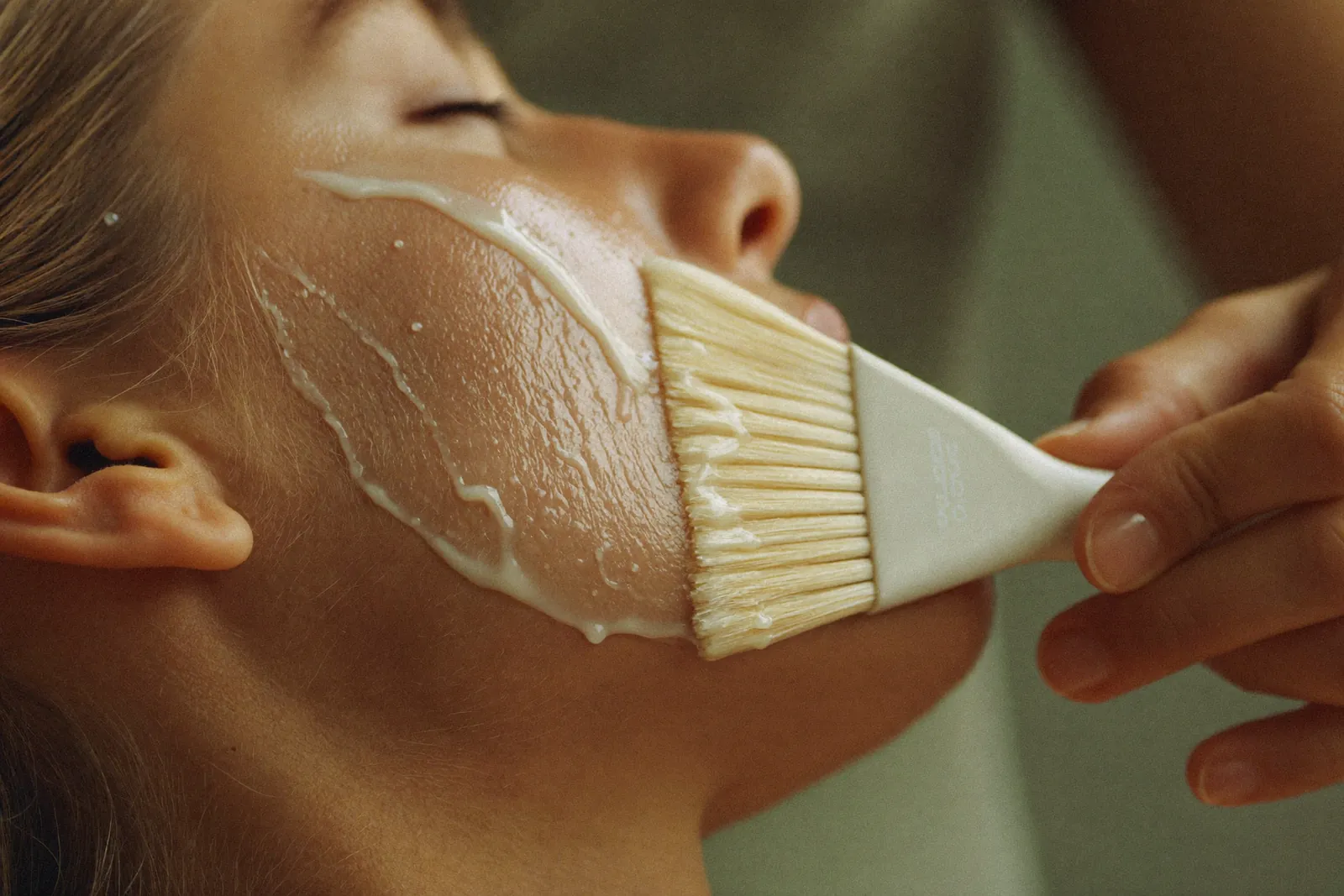 Professional peel application — illustrative only